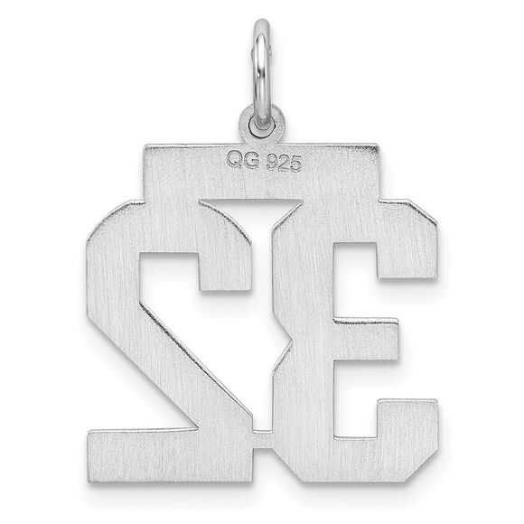 Sterling Silver, Athletic Collection Medium Polished Number 32 Pendant - Picture 3 of 5